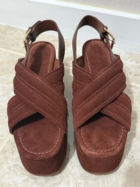 Free People Women's Beach Party Platform Sandals In Cathay Spice Suede